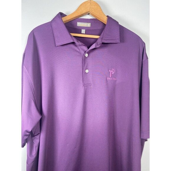 Peter Millar Summer Comfort Golf Polo Penn Tool Shirt 2XL Purple Stripe Stretch - Picture 5 of 12